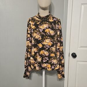 CLEARANCE! Anthropologie Floral Long Sleeve Top in Yellow and Pink